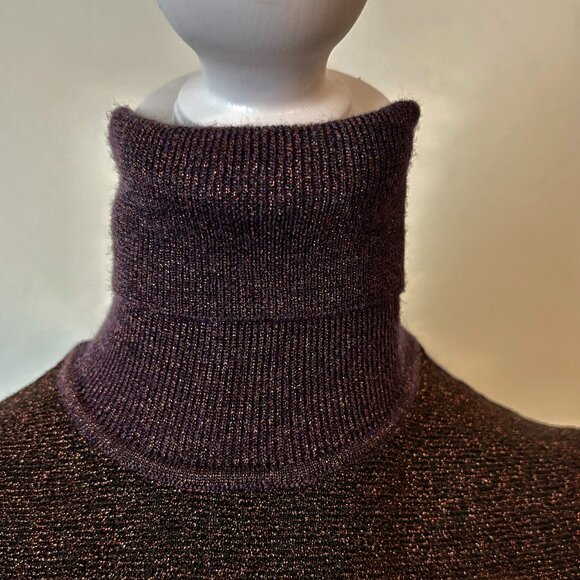 TORY BURCH Lindley Metallic Wool Blend Sweater Top Zip Back Stretch Knit Size XS - Picture 6 of 12